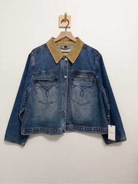 NWT Judy Blue Rigid Barn Jacket Corduroy Med Blue 2X